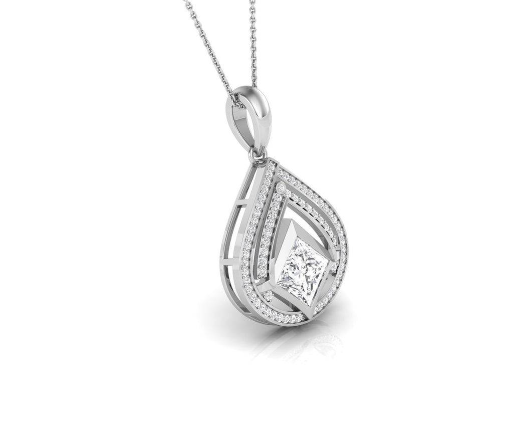 18K Bespoke Princess Diamond Pendant — RIGHT