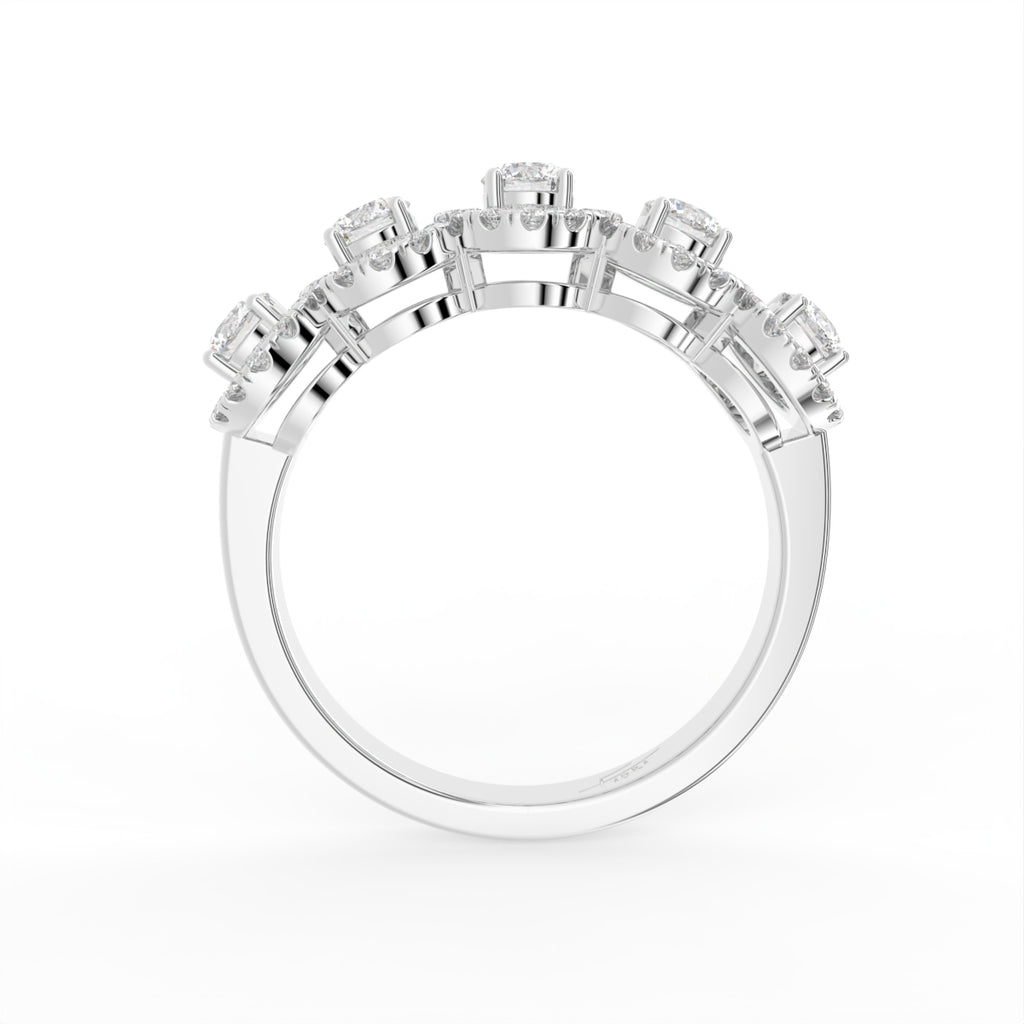 18K White Gold Halo Round Diamond Eternity Ring — FRONT