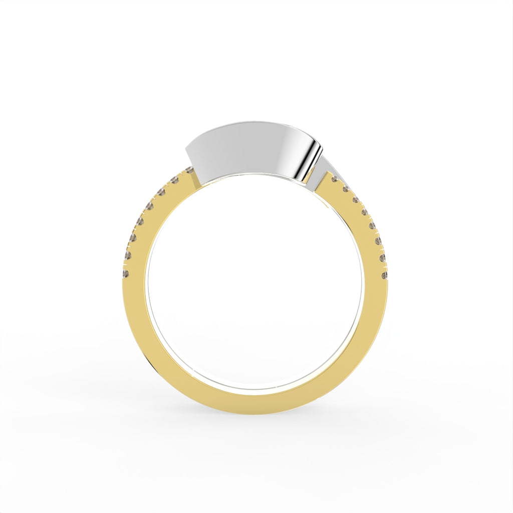 Sterling Silver Pear Diamond Ring — FRONT/BACK