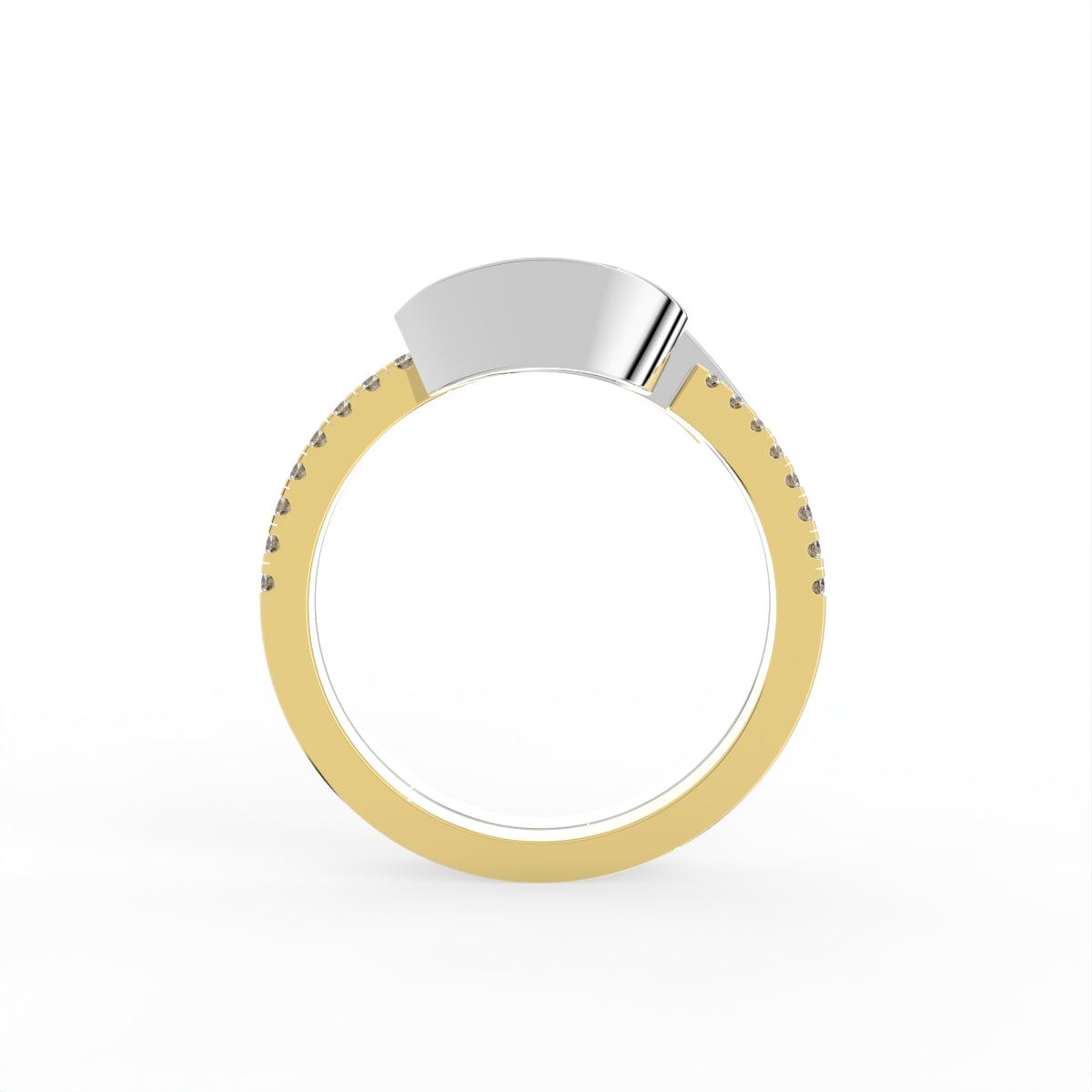 Sterling Silver Pear Diamond Ring — FRONT/BACK