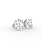 18K Cushion Diamond Earrings — 3D VIEW