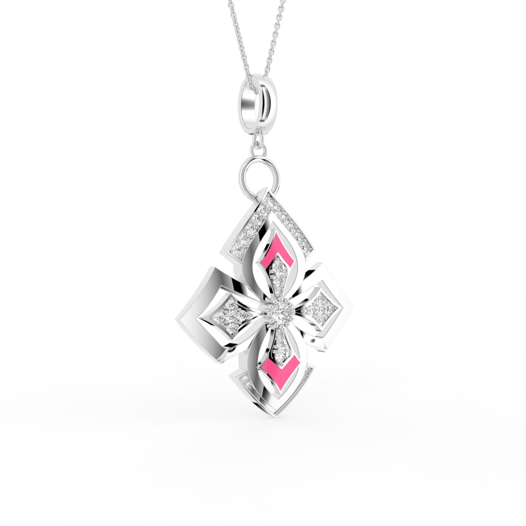 18K Rose Gold Bespoke Round Diamond Pendant — 3D VIEW