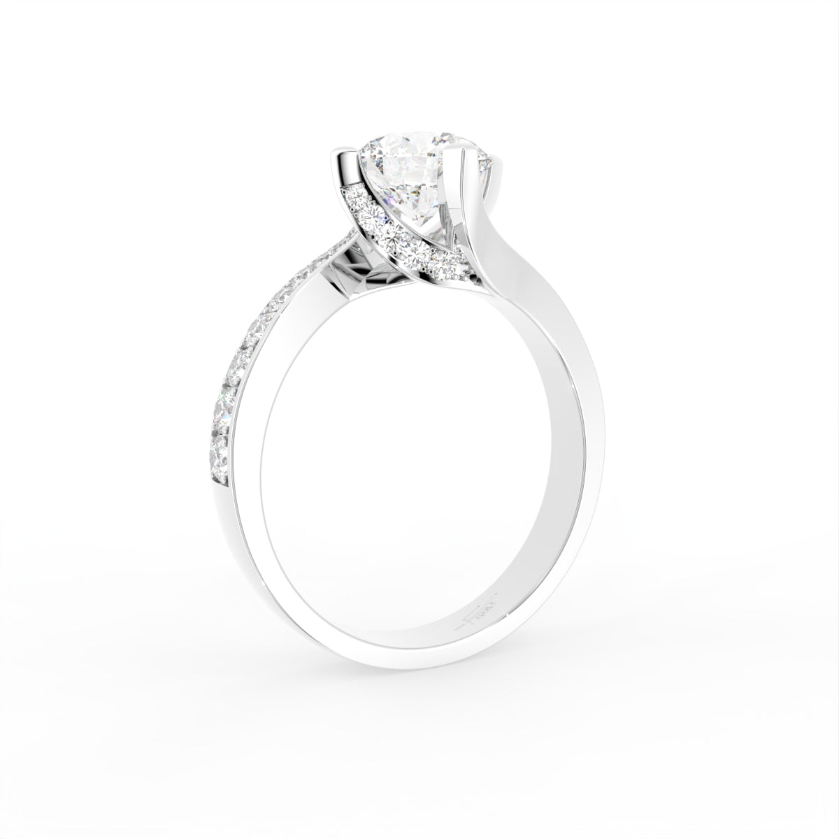 18K Round Diamond Engagement Ring — 3D VIEW