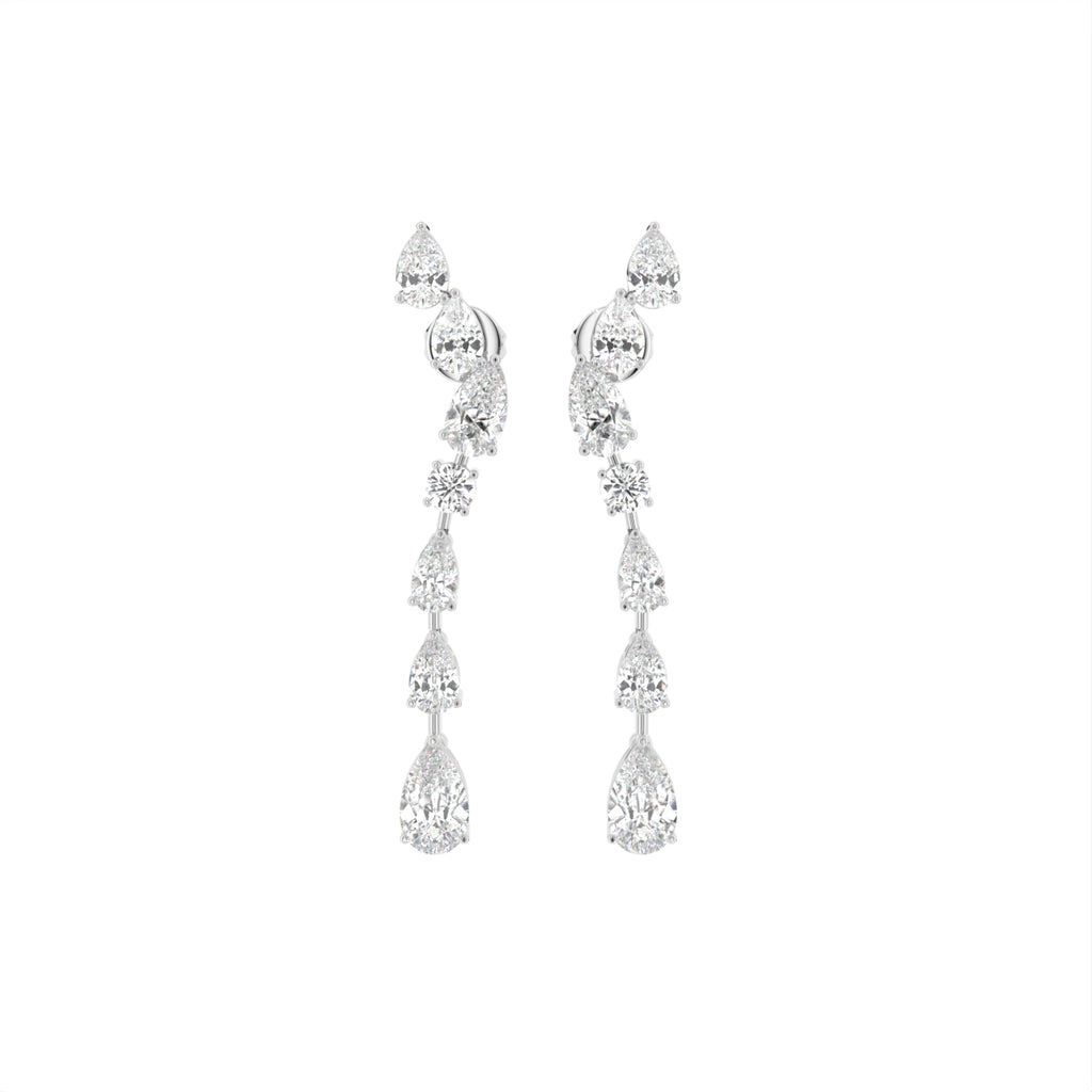 18K Pear Diamond Drop Earrings — TOP