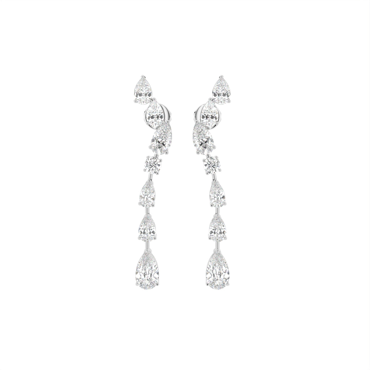 18K Pear Diamond Drop Earrings — TOP