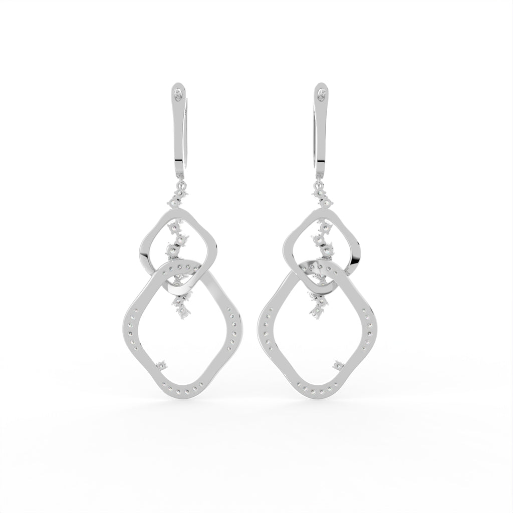 18K White Gold Diamond Drop Earrings — BACK