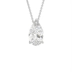 18K White Gold Solitaire Pear Diamond Pendant — 3D VIEW