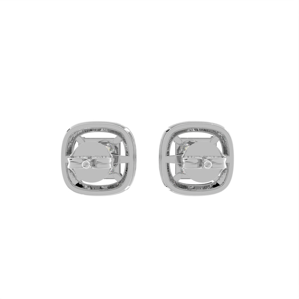 18K Halo Diamond Earrings — BACK