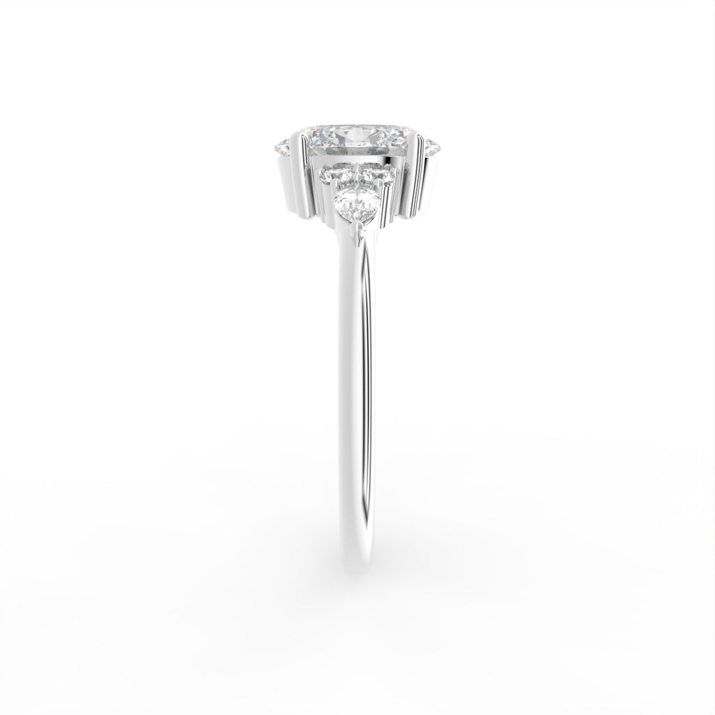 18K Solitaire Oval Diamond Engagement Ring — SIDE