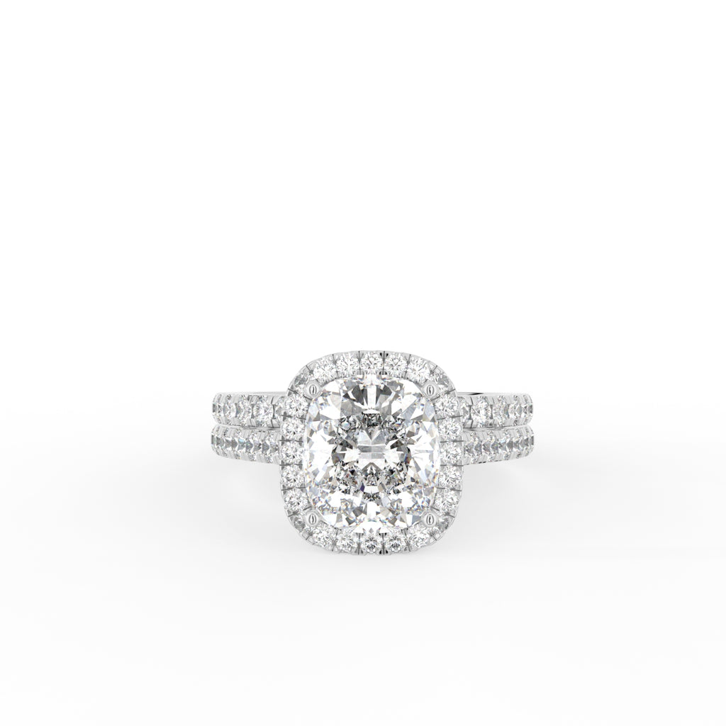 18K Halo Cushion Diamond Ring — TOP