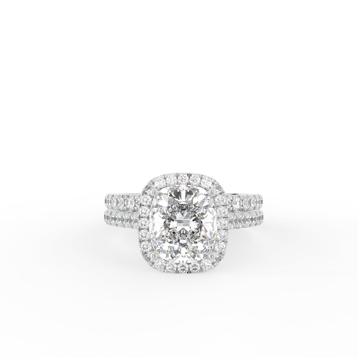 18K Halo Cushion Diamond Ring — TOP
