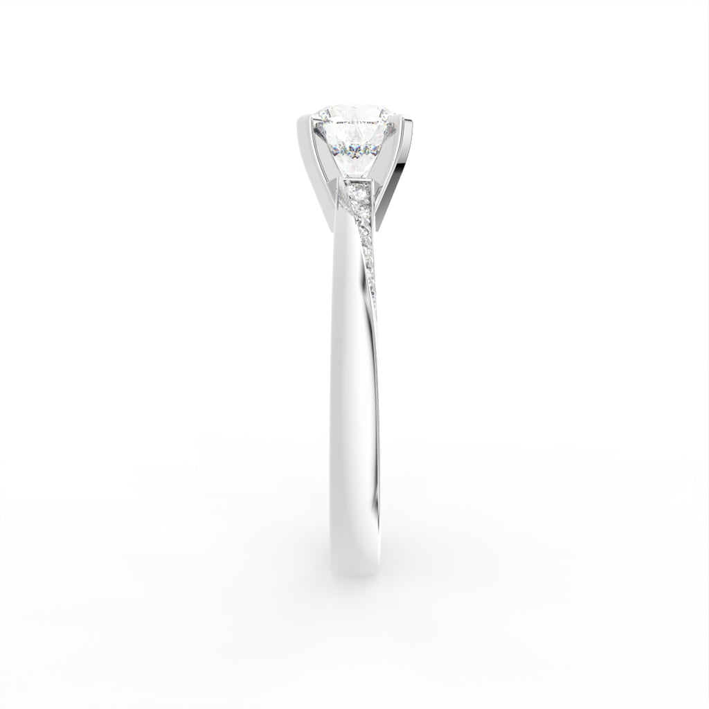 18K Round Diamond Solitaire Engagement Ring — SIDE