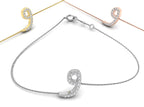 18K White Gold Arabic Alphabet Round Diamond Bracelet — 3 COLOR
