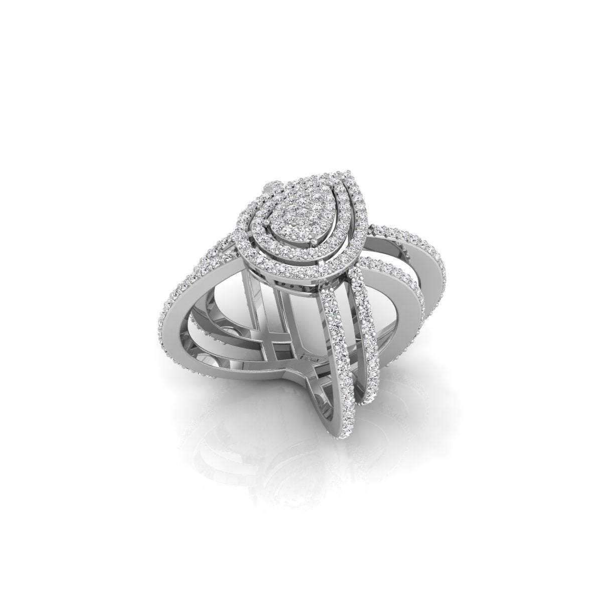 18K Bespoke Multi-Band Diamond Ring — 3D VIEW