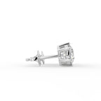18K Round Solitaire Diamond Earrings — SIDE VIEW