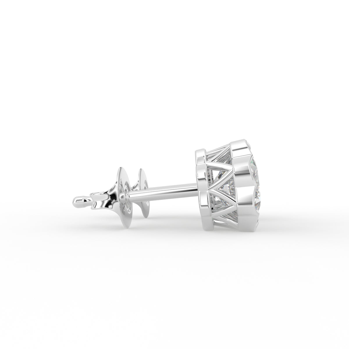 18K Floral Halo Diamond Earrings — SIDE VIEW