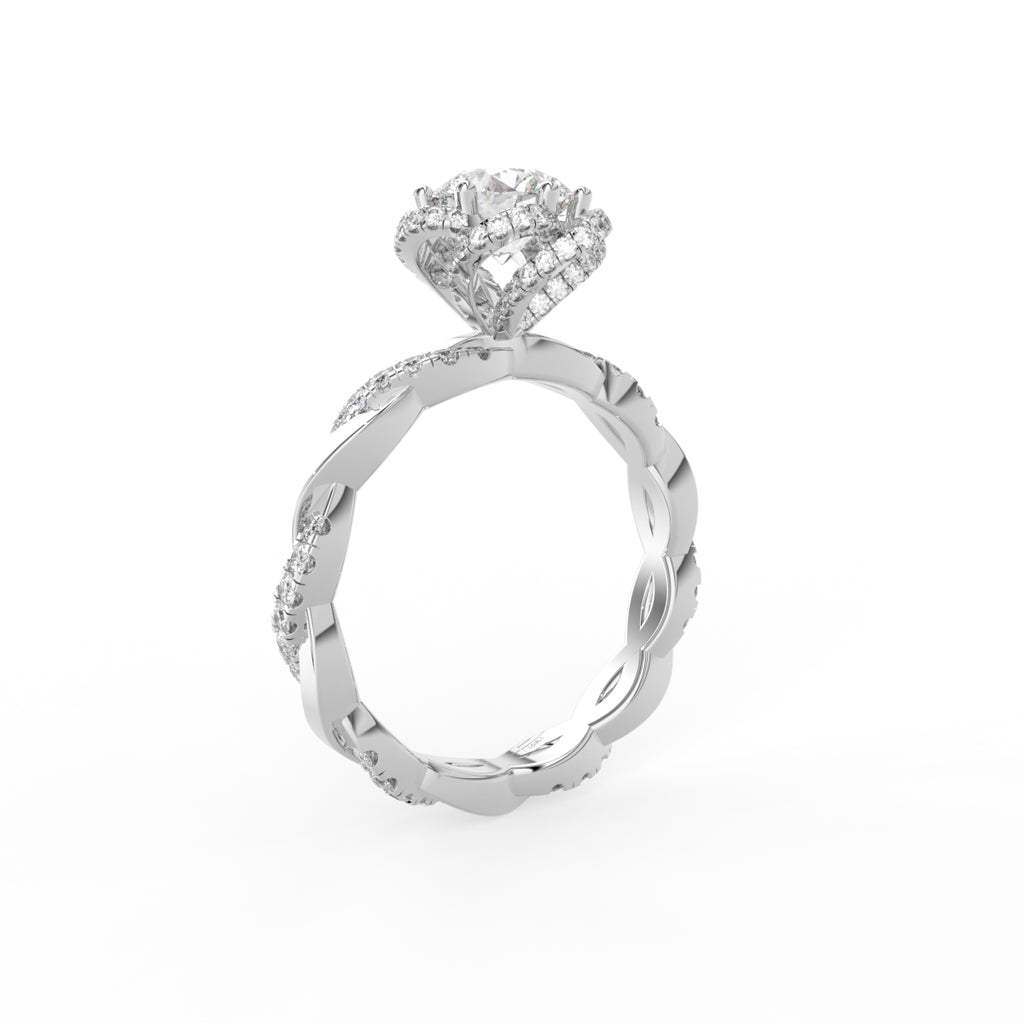 18K Solitaire Round Diamond Engagement Ring — 3D VIEW