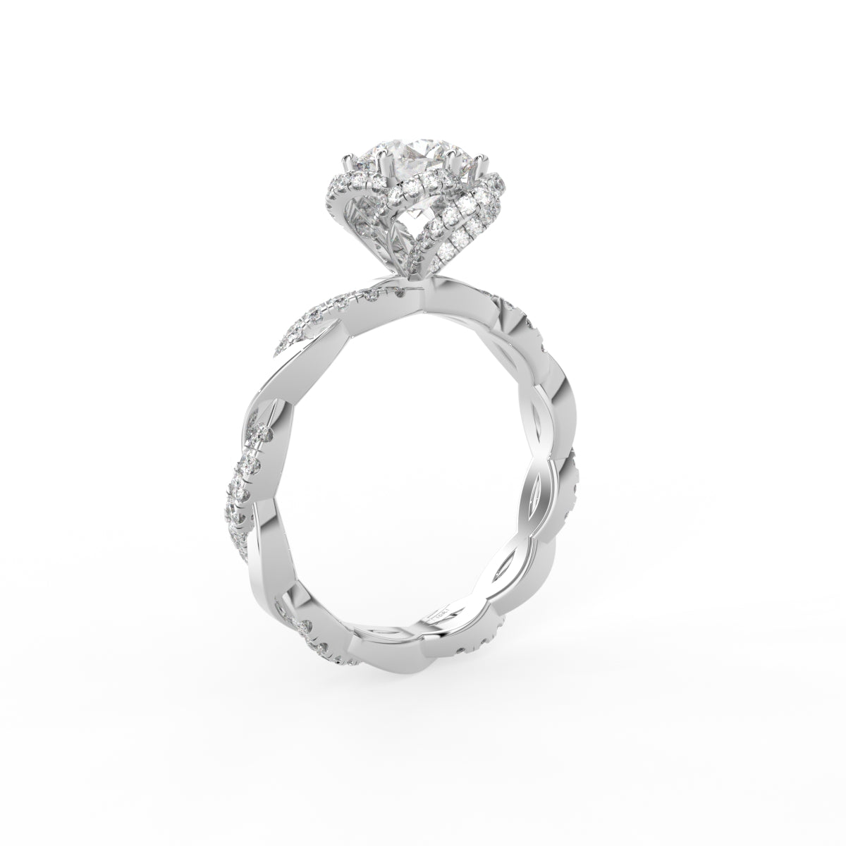 18K Solitaire Round Diamond Engagement Ring — 3D VIEW