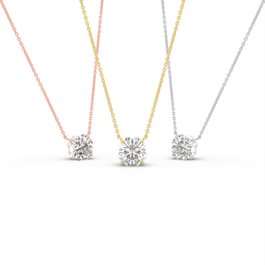 vimg:FJ6005|vimg:FJ6021|18K Yellow Gold Flower Solitaire Diamond Pendant — 3 COLOR