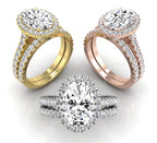 18K Halo Oval Diamond Engagement Ring — 3 COLOR