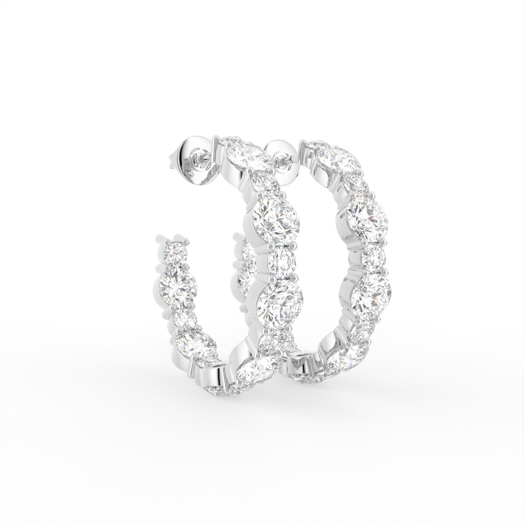 18K Round Bespoke Diamond Earrings — 3D VIEW