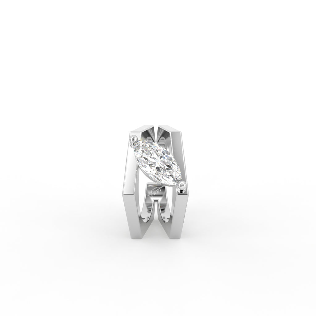 18K White Gold Hexagon Diamond Stud Earrings — TOP