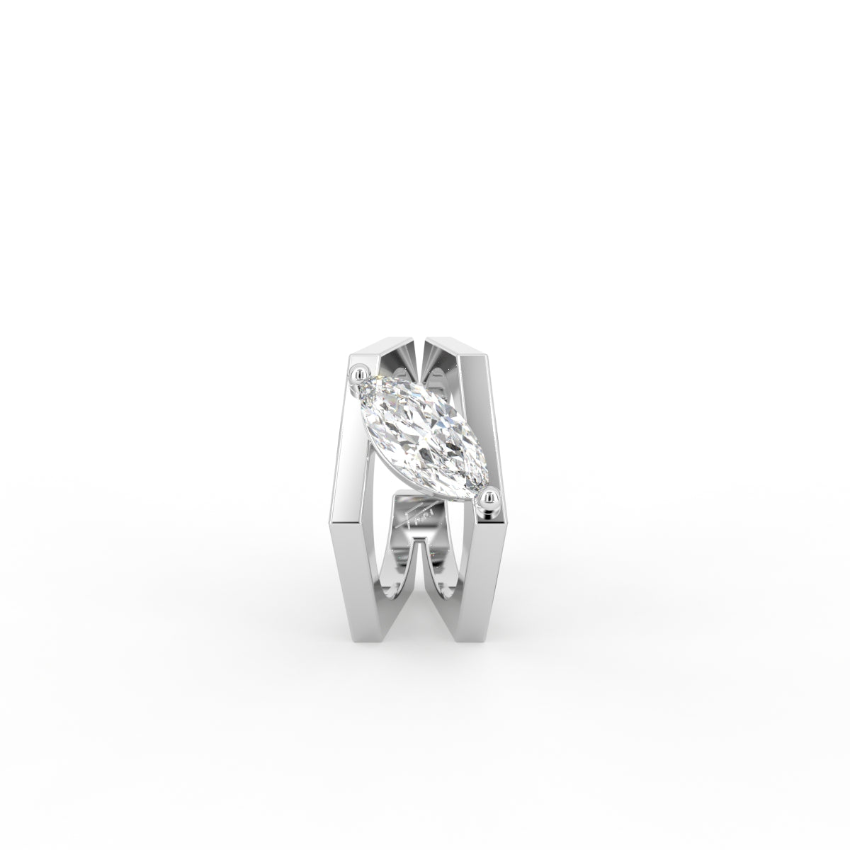 18K White Gold Hexagon Diamond Stud Earrings — TOP