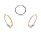 14K Yellow Gold Round Diamond Hoop Earrings — 3 COLOR