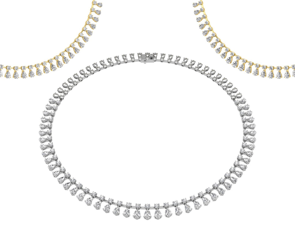 18K Layered Diamond V Collar Necklace — 3 COLOR