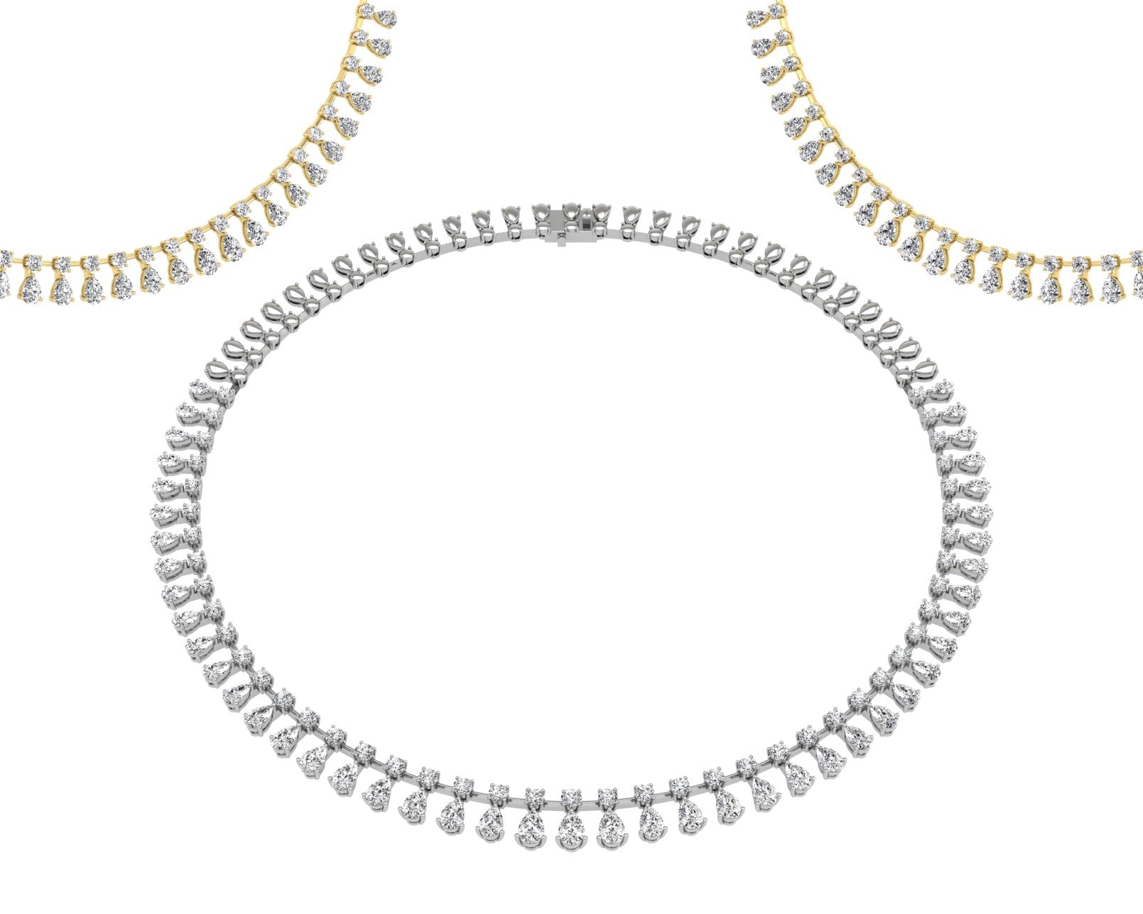 18K Layered Diamond V Collar Necklace — 3 COLOR