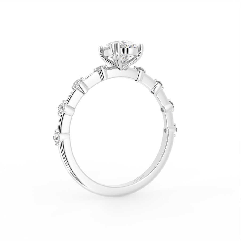 18K Bespoke Oval Diamond Engagement Ring — 3D VIEW