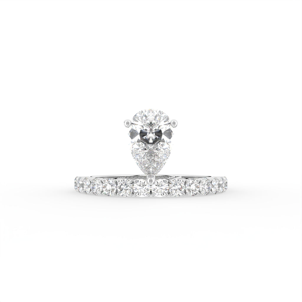 18K Bespoke Pear Diamond Ring — TOP