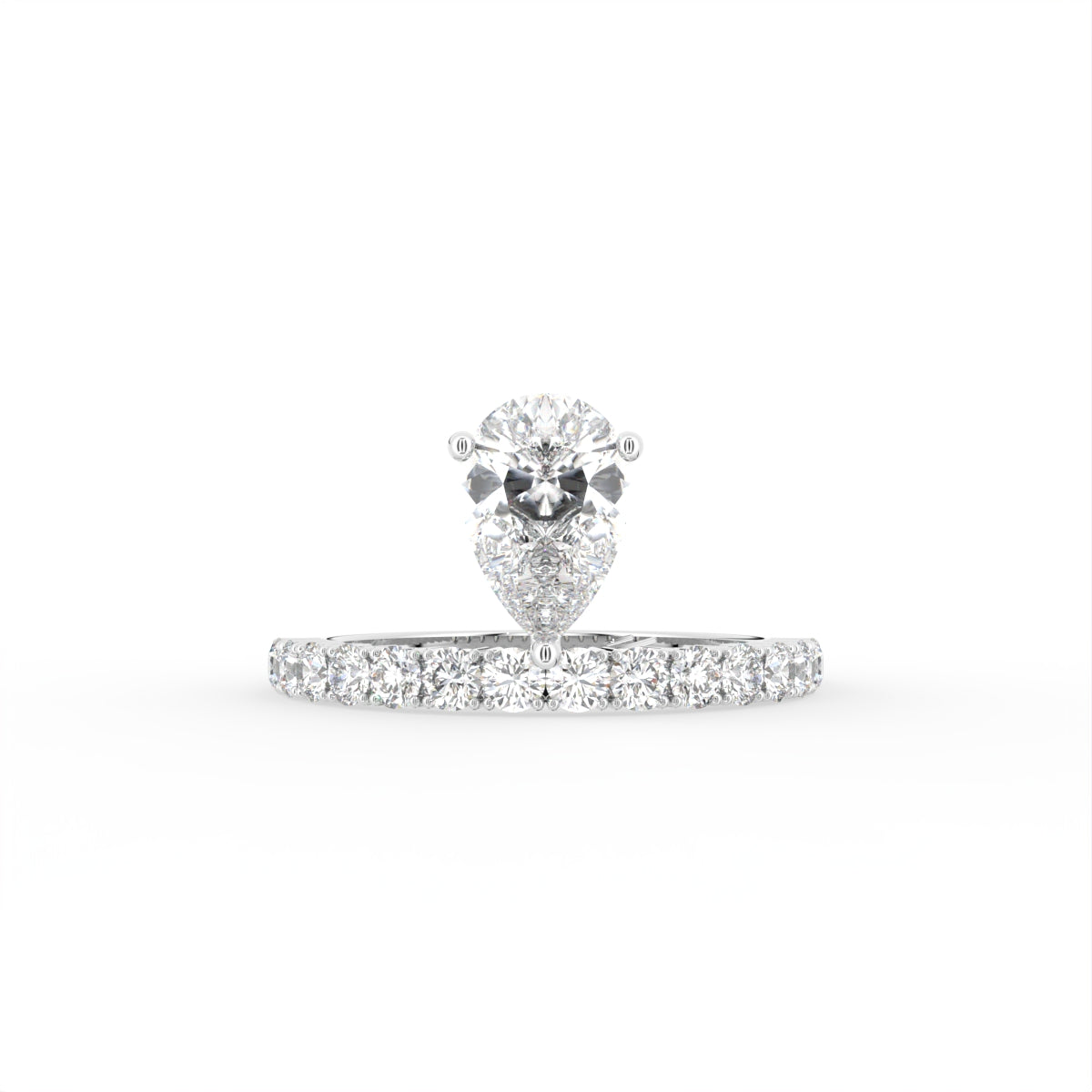 18K Bespoke Pear Diamond Ring — TOP