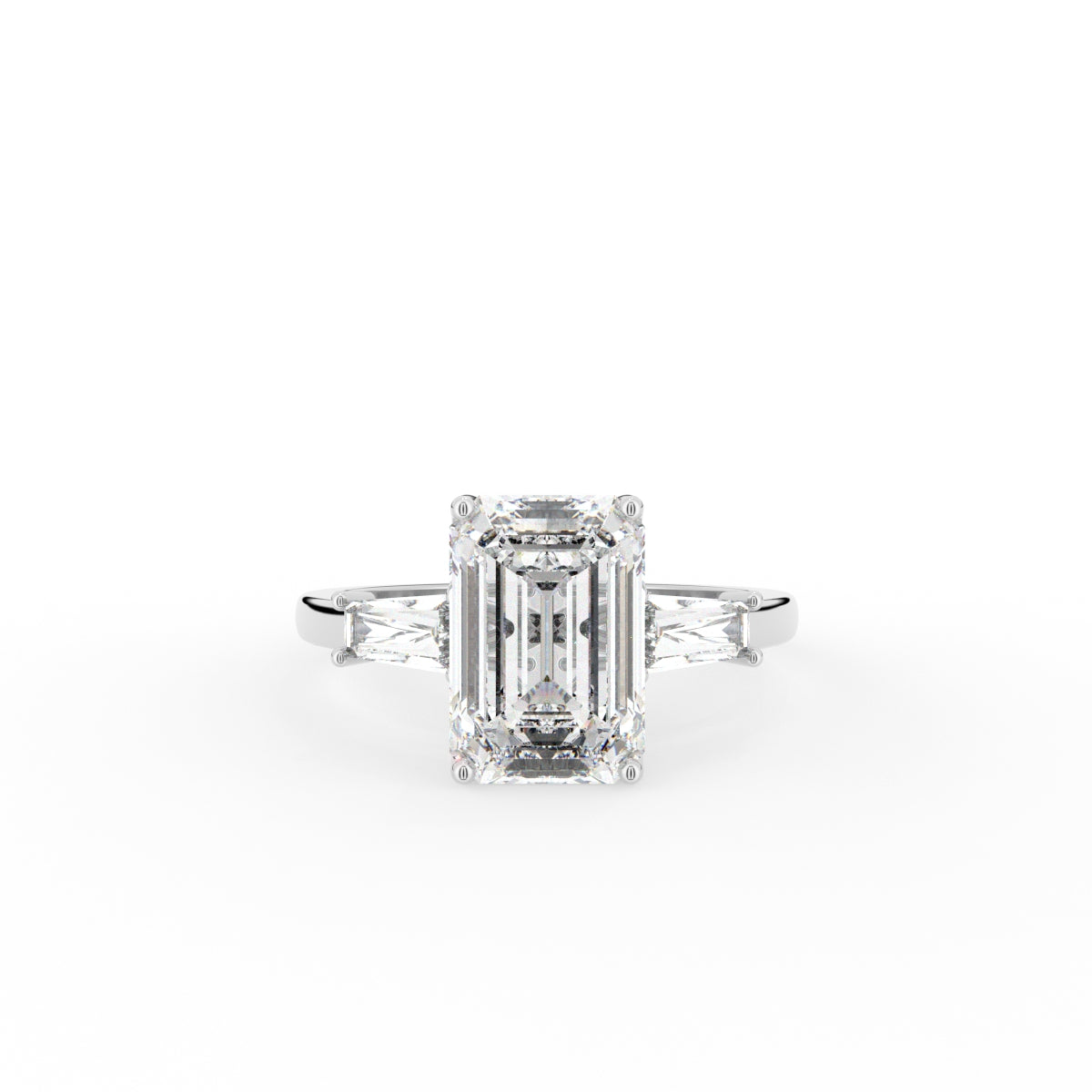 18K Yellow Gold Trilogy Emerald Diamond Ring — TOP