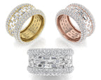 18K Wide Pave Diamond Ring — 3 COLOR
