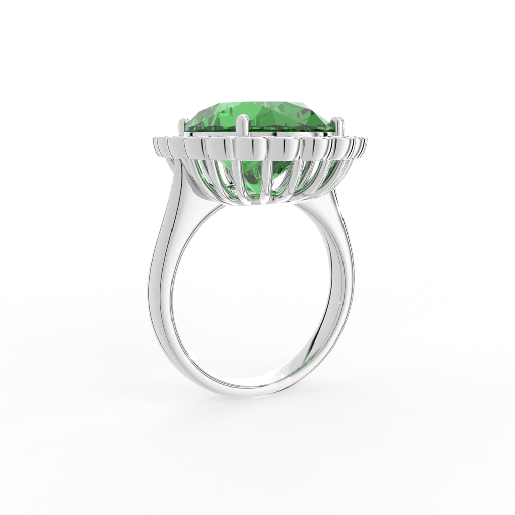 18K Halo Oval Diamond Ring — 3D VIEW