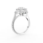 18K Trilogy Oval Half Moon Diamond Ring — 3D VIEW