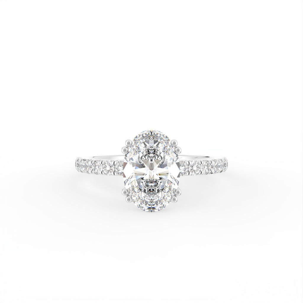 18K Solitaire Oval Diamond Engagement Ring — TOP
