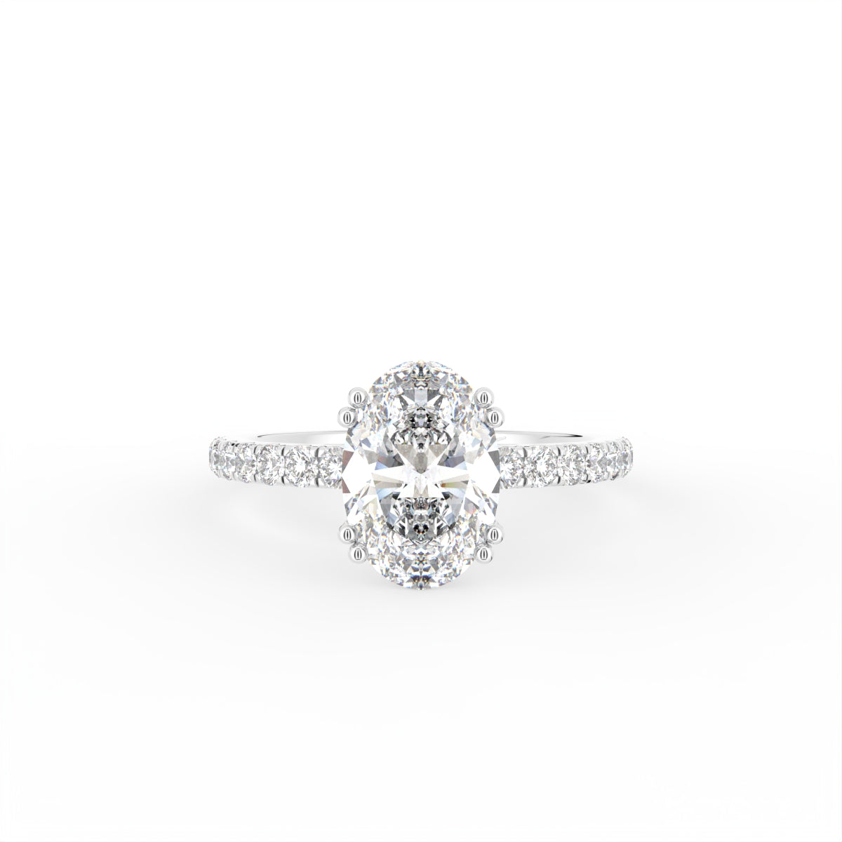 18K Solitaire Oval Diamond Engagement Ring — TOP