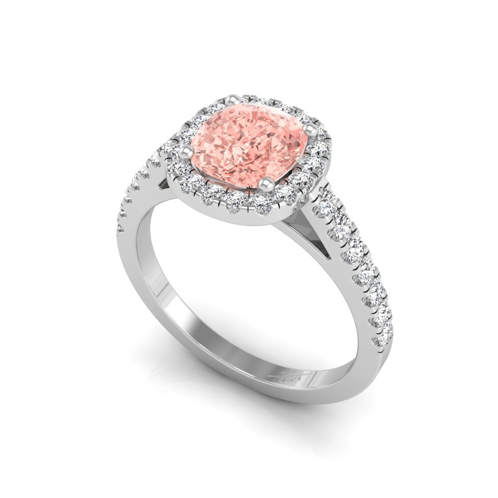 vimg:Z00239|18K Halo Cushion Diamond Ring — 3D VIEW