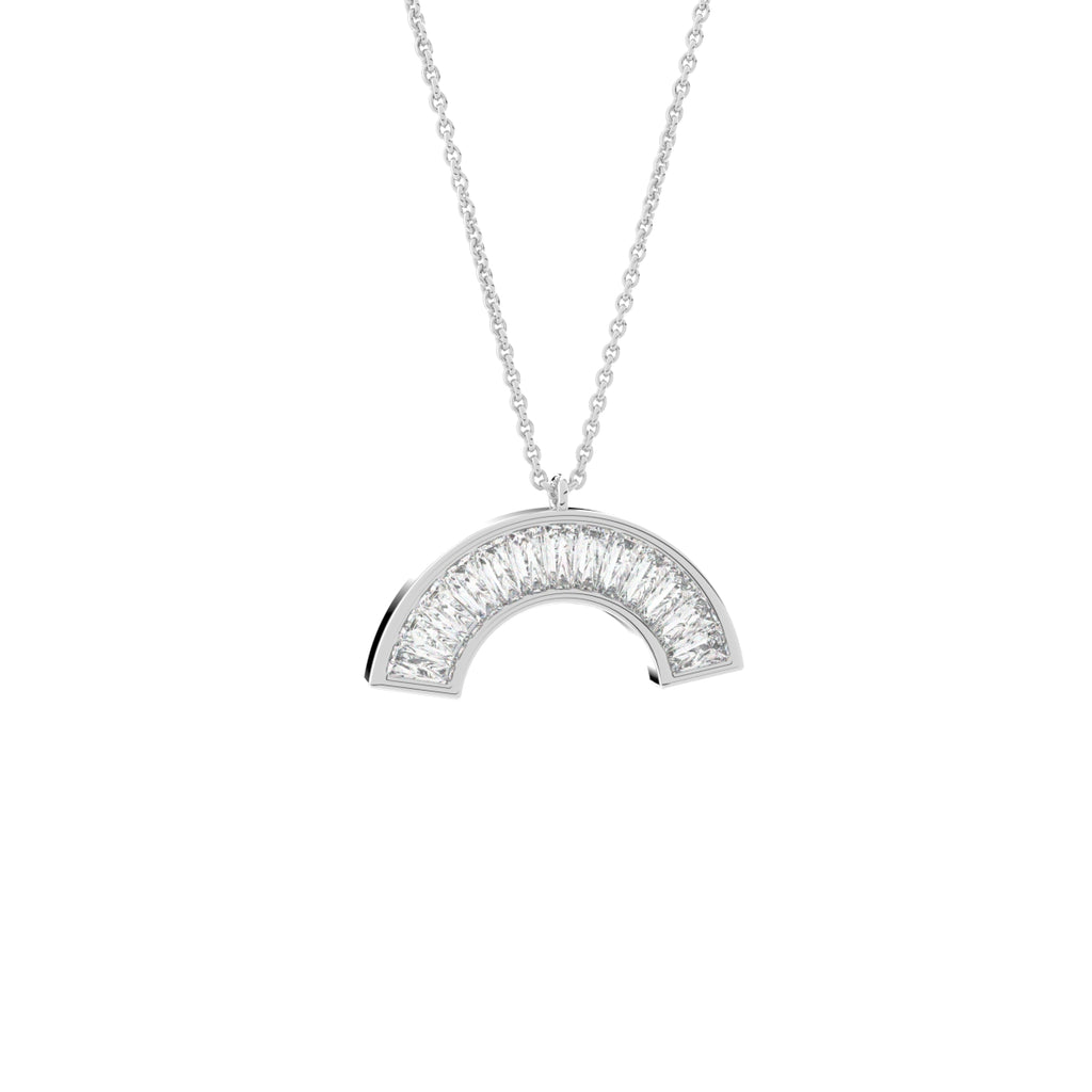 18K Abstract Baguette Diamond Pendant — 3D VIEW