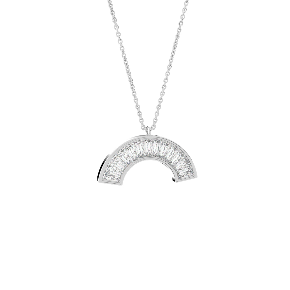 18K Abstract Baguette Diamond Pendant — 3D VIEW