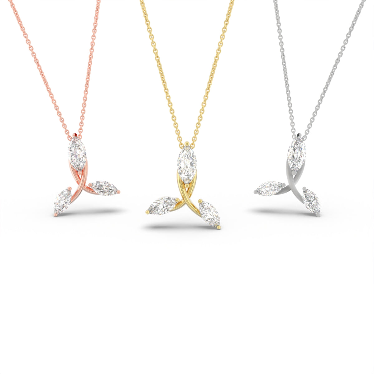 18K Floral Diamond Pendant — 3 COLOR