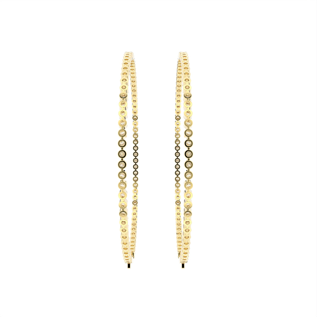 18K White Gold Round Diamond Hoop Earrings — BACK