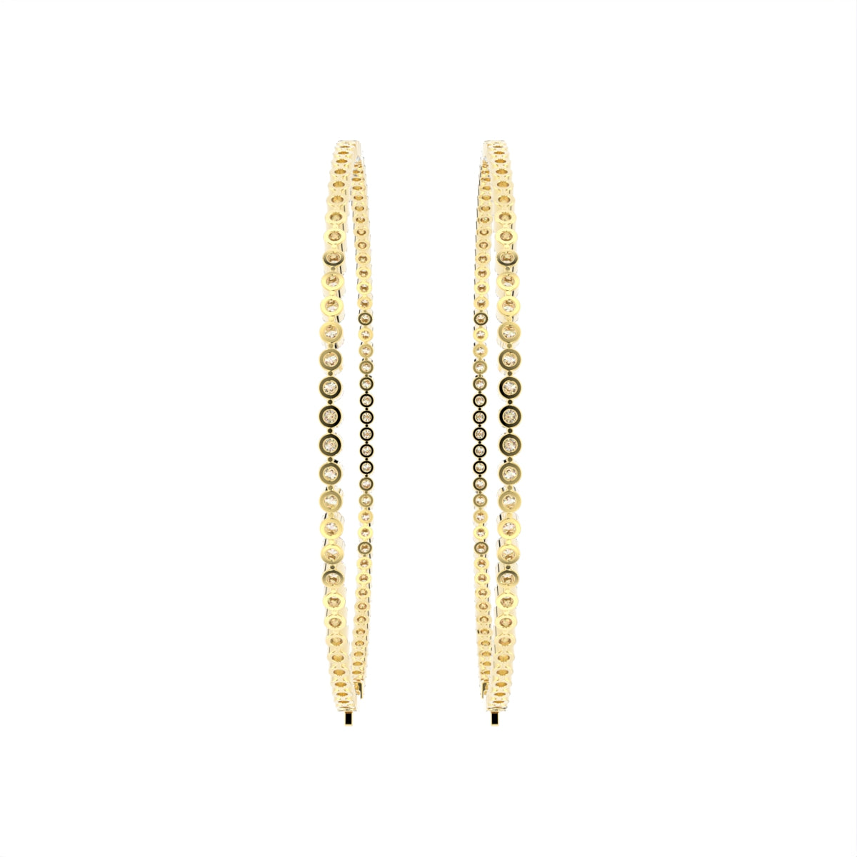 18K White Gold Round Diamond Hoop Earrings — BACK