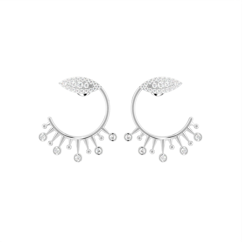 18K Crescent Diamond Ear Jacket Earrings — TOP