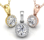 18K Halo Diamond Pendant — 3 COLOR