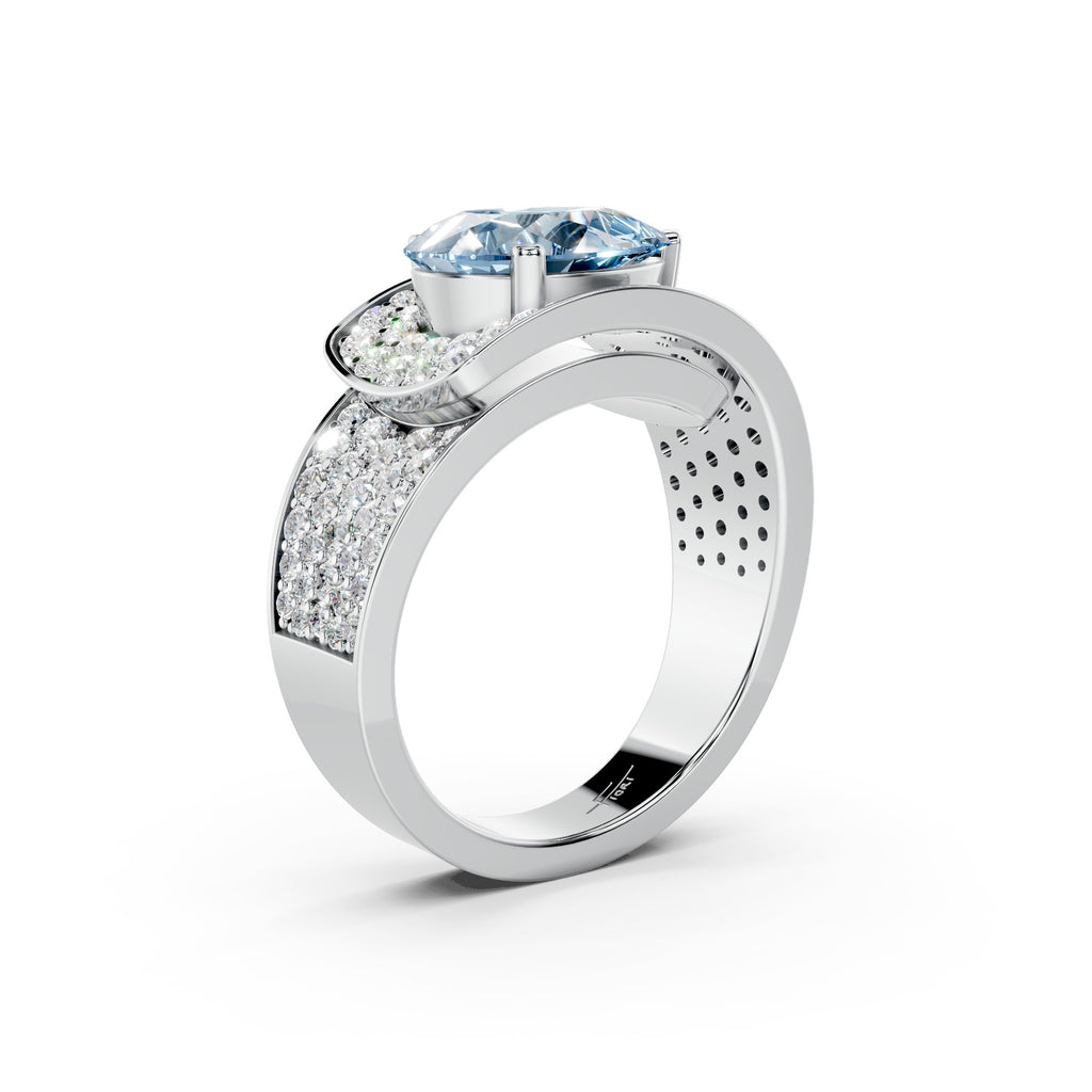 vimg:FJ1138|18K White Gold Bespoke Pear Diamond Ring — 3D VIEW