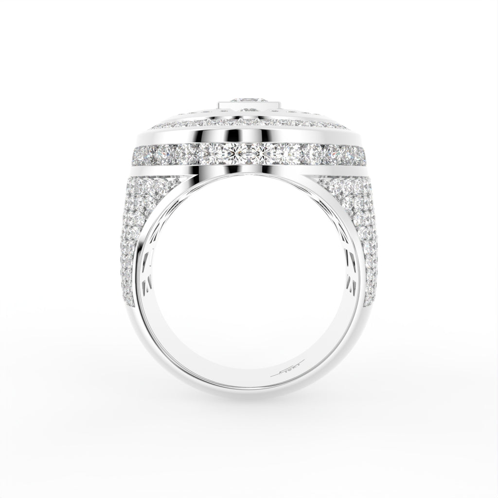 14K White Gold Bespoke Round Pave Diamond Ring — FRONT