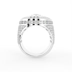 14K White Gold Bespoke Round Pave Diamond Ring — FRONT